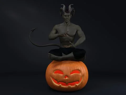 3D Render : Male Devil character, horror creature for halloween Stock Illustration