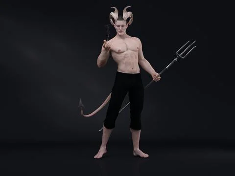 3D Render : Male Devil character, horror creature for halloween Stock Illustration