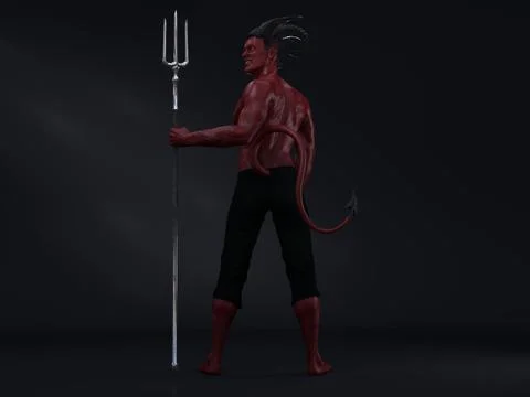 3D Render : Male Devil character, horror creature for halloween Stock Illustration