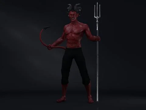3D Render : Male Devil character, horror creature for halloween Stock Illustration