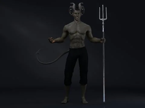 3D Render : Male Devil character, horror creature for halloween Stock Illustration