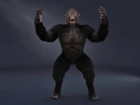 3D Render : Male werewolf  is howling, horror creature  for halloween Illustrazione stock