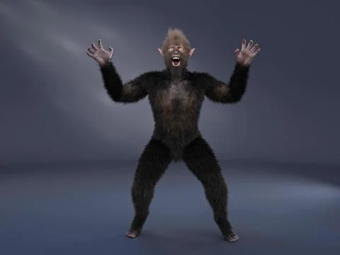 3D Render : Male werewolf  is howling, horror creature  for halloween Illustrazione stock