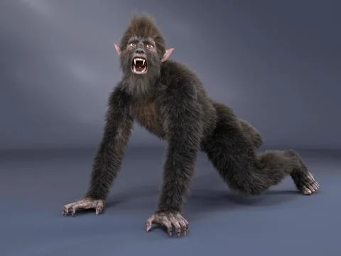3D Render : Male werewolf  is howling, horror creature  for halloween Illustrazione stock