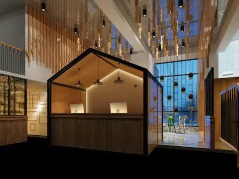 3D Render of mall information desk Stock Illustration