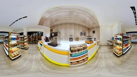 3d render mall shopping center 360 degree view Illustrazione stock