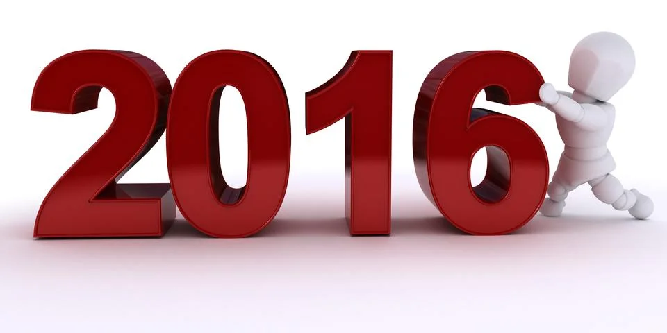 3D Render of Man bringing in the new year Stock Illustration