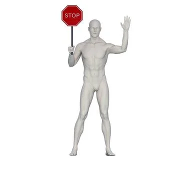 3D Render : A man with an empty banner or signboard in his hand, isolated Illustrazione stock