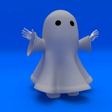 3d render of a man in halloween ghost costume Illustrazione stock