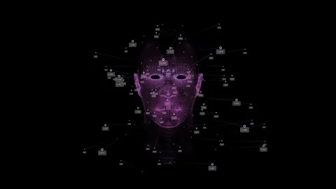 3D render man heads analysis data. Concept for biometric, clinical and iden.. Video stock 335026013