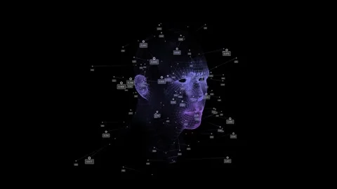 3D render man heads analysis data. Concept for biometric, clinical and iden.. Stock Footage 344042132
