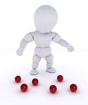 3D render of a man juggling with red balls-dropped Stock Illustration