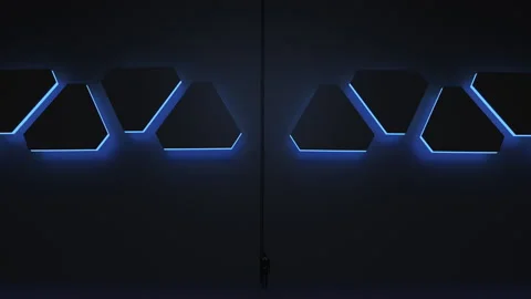 3d render man leaves through a huge gate to the future.  Freedom concept Stock Footage 132745925