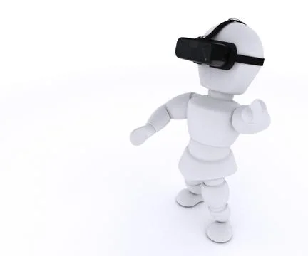 3D Render of Man with VR Headset Stock Illustration