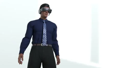 3D Render: a man wearing Virtual Reality Headset for cyberspace technology 스톡 일러스트