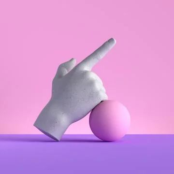 3d render, mannequin hand and ball, finger pointing up, direction gesture Stock Illustration