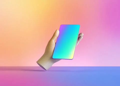 3d render mannequin hand holding smart phone gadget, electronic device Stock Illustration
