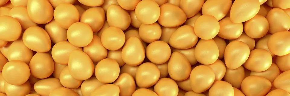 3d render of many Easter eggs in orange color Stock Illustration