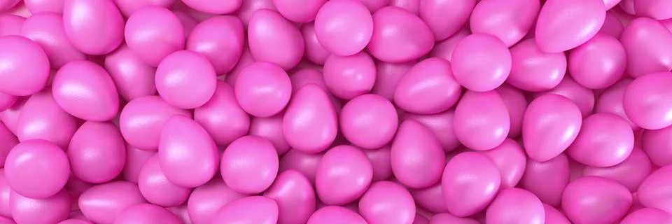 3d render of many Easter eggs in pink Stock Illustration