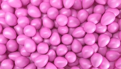 3d render of many Easter eggs in pink Stock Illustration
