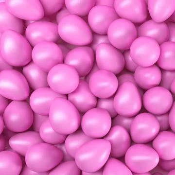3d render of many Easter eggs in pink Stock Illustration