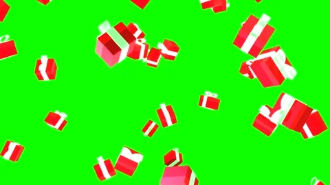 3d render many falling red gift boxes with white bows fall from top to bottom on Stock Footage 324526115