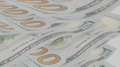 3d render of many moving or falling dollars, money conveyor. Concept of success Stock Footage 289888102