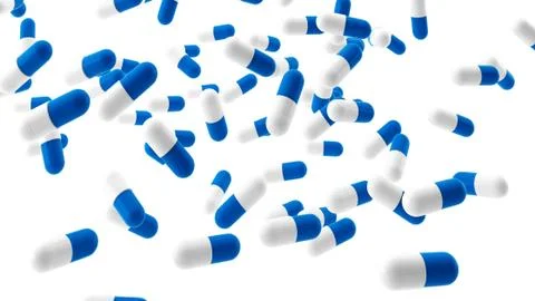 3d render of many pills on white background Stock Illustration
