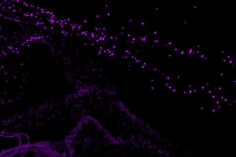 3D Render of many small ultraviolet particles Stock Illustration