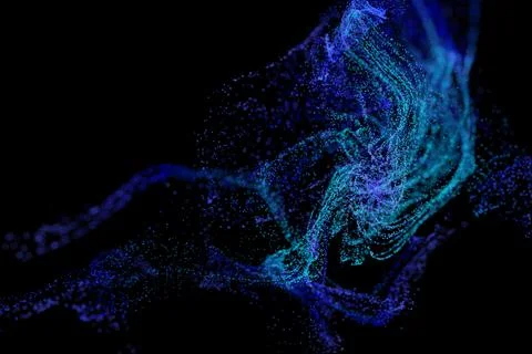 3D Render of many small ultraviolet and blue particles Stock Illustration