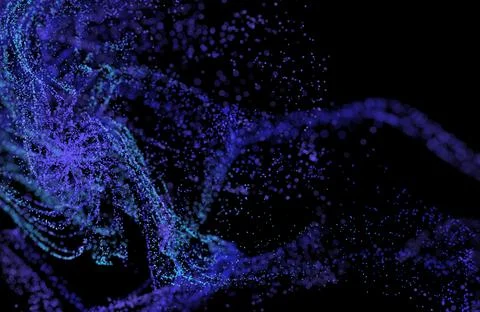 3D Render of many small ultraviolet and blue particles Stock Illustration