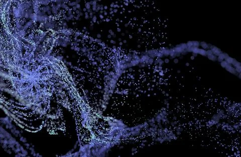 3D Render of many small ultraviolet and blue particles Illustrazione stock