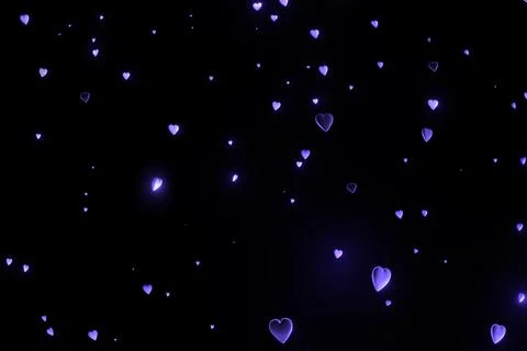 3D Render of many small violet hearts on black background. St Valentine day Stock Illustration
