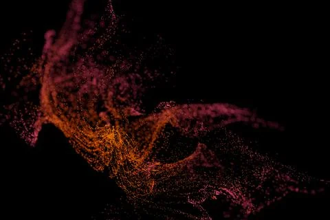 3D Render of many small yellow and orange particles Stock Illustration