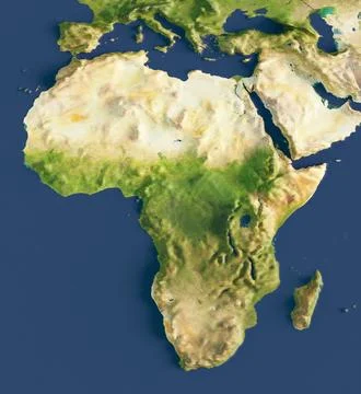 3d render of a map of Africa. Elements of this image furnished by NASA. Stock Illustration