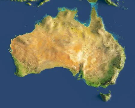 3d render of a map of Australia. Elements of this image furnished by NASA. Stock Illustration