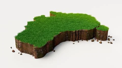3d render of a map of Australia with grass texture on a white background Illustrazione stock