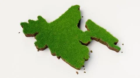 3d render of a map of Bangladesh with grass texture on a white background Stock Illustration