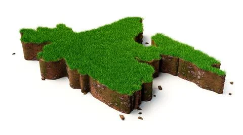 3d render of a map of Bangladesh with grass texture on a white background Stock Illustration