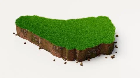 3d render of a map of Barbados with grass texture on a white background Stock Illustration