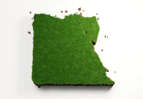 3d render of a map of Egypt with grass texture on a white background Stock Illustration