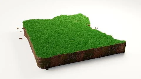 3d render of a map of Egypt with grass texture on a white background Stock Illustration