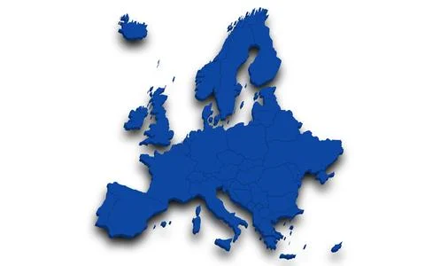 3d render map of Europe all Country with borders and regions, Europe contin.. Stock Illustration