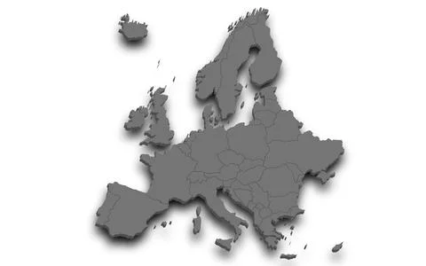 3d render map of Europe all Country with borders and regions, Europe contin.. Stock Illustration