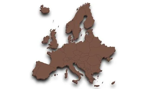 3d render map of Europe all Country with borders and regions, Europe contin.. Stock Illustration
