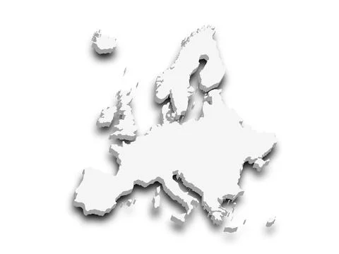 3d render map of Europe with borders, Europe continent administrative map w.. Stock Illustration