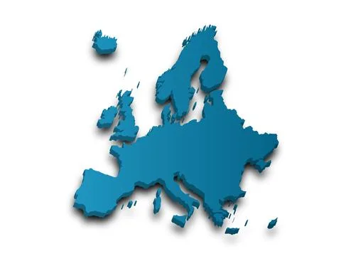 3d render map of Europe with borders, Europe continent administrative map w.. Stock Illustration