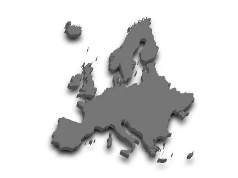 3d render map of Europe with borders, Europe continent administrative map w.. Stock Illustration