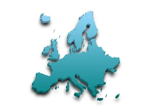 3d render map of Europe with borders, Europe continent administrative map w.. Stock Illustration