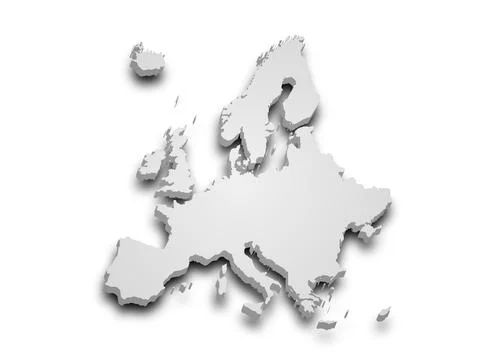 3d render map of Europe with borders, Europe continent administrative map w.. Stock Illustration